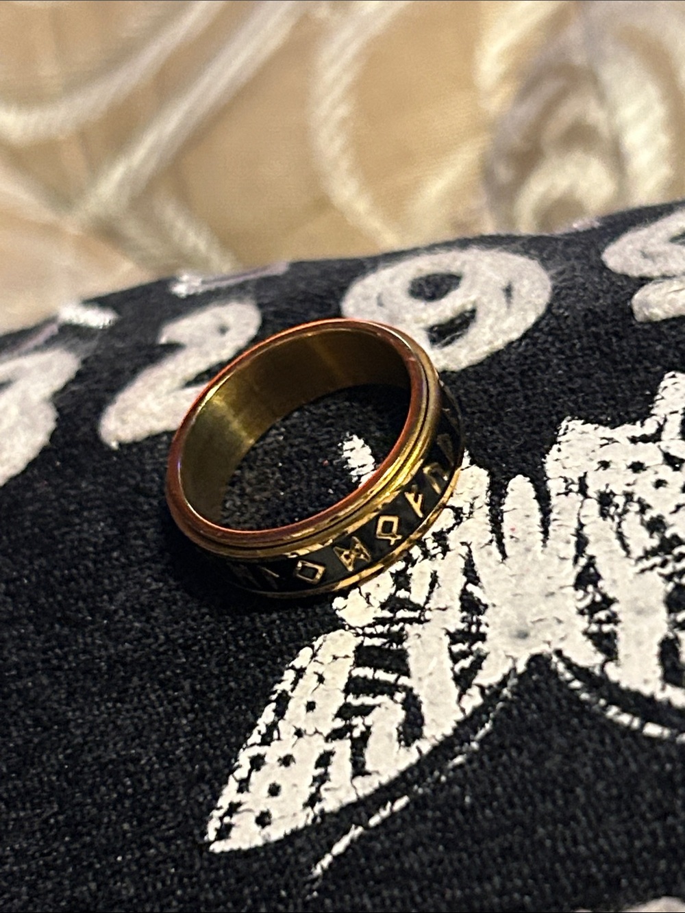 Gold and Black Rune Spinner Ring - Picture 3 of 4